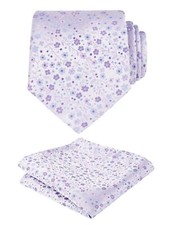 Mens Floral Pattern Tie with Flower Printed Handkerchief 3.15inches Set for W...