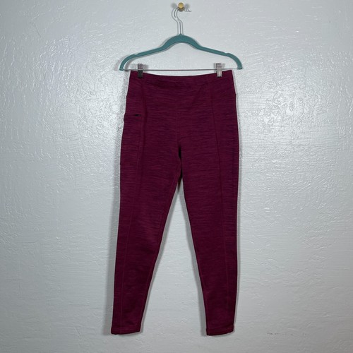 Title Nine Damen M meliert weinrot Crash Polartec Fleece gefütterte Strumpfhose Taschen
