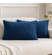 MIULEE Pack of 2, Velvet Soft Solid Decorative Square Throw Pillow Covers Set Cu