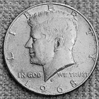 1- 1968 D Kennedy half dollar coin