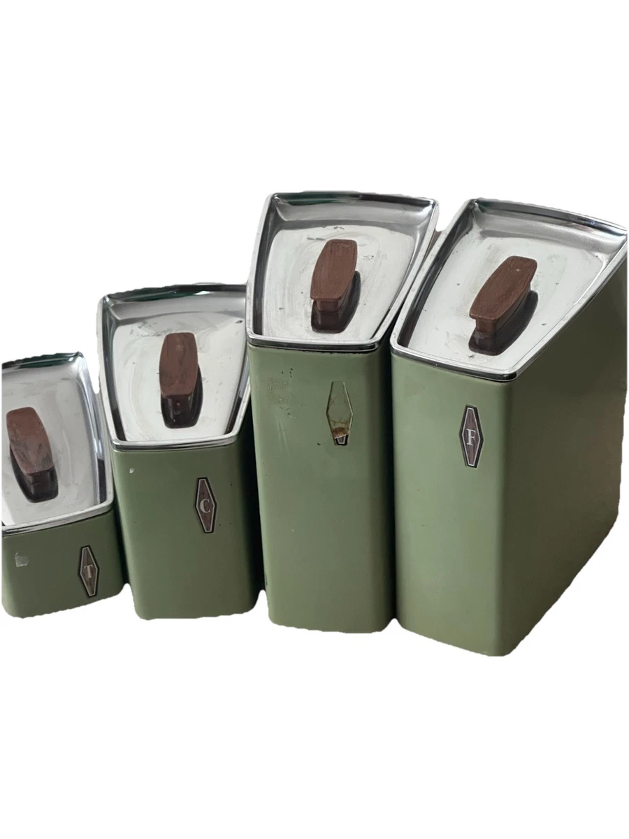Vintage MCM Lincoln BeautyWare Four-Piece Avocado Green Kitchen