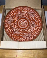 4X Japanese imperial brocade porcelain 4 cake Plates Georges Briard Red 7.5”