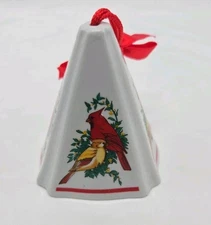 Vintage Giftco Festive Fragrant Hanging Ornament Cardinal Birds 3.5" Porcelain
