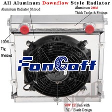 4 Row Aluminum Radiator Shroud Fan For Double Pass Dragster Roadster Style 4 Row Aluminum Radiator Shroud Fan For Double Pass Dragster Roadster Style