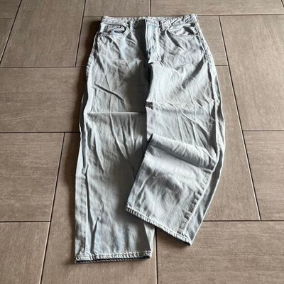HM Loose Ample Light Wash Baggy Wide Leg Denim Jeans 31 32
