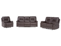 Klassisches Sofa Set Sessel 2X Sofa Kunstleder Braun Verstellbar Bergen
