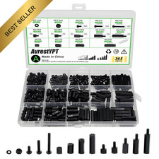 365 Pcs M2.5 Black Nylon Hex Standoff Screw Nut Kit Spacer Assortment Set Box