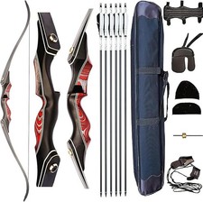 PMZ Archery 60" Takedown Recurve Bow Set Traditional Hunting Bow 20lbs-60lbs
