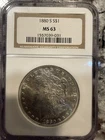 🔥🔥1880 S Morgan Silver Dollar NGC MS63 Bright Beautiful Coin Encapsulated