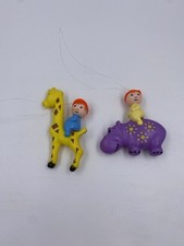Set of 2 1968 Stawlwood Crib Mobile Circus Figures Hippo and Giraffe