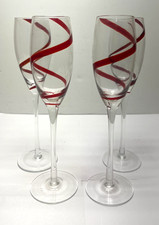 Lot of 4 Pier 1 Swirline Red Champagne Flutes...
