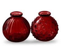 "Glasvase \"Jive\", Vase Rot, H: 8,5 Cm (2Er Set) - Vasen, Blumenvase, Tischdeko"