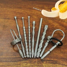 Male Stainless Steel Penis Urethral Plug Beads Dilator Sounding Stretcher Rod US