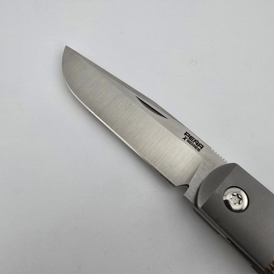 Pena X Series Trapper Folding Knife 3.25" M390 Brown Micarta Titanium Bolsters - Image 4 of 4