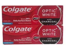 NEW 2 Colgate Optic White Whitening Toothpaste with Charcoal, Cool Mint, 4.2 oz