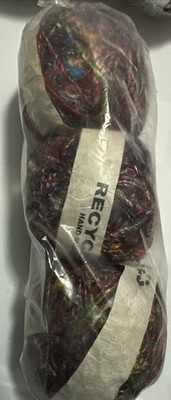 3 Balls RECYCLE SILK Handmade 1lb 5.4oz Craft Yarn Made in Nepal MultiColor sari