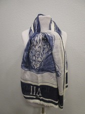 Faliero Sarti Seiden Schal chic blau/weiß (R81-11)