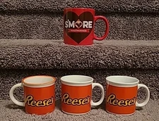 Hershey's Reese's Pieces / Peanut Butter Cup & Hersheys S'MORES Mug (Lot of 4)
