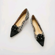 C. Paravano Tweed Plaid Pointed Toe Flats Women's Size 42 Flower