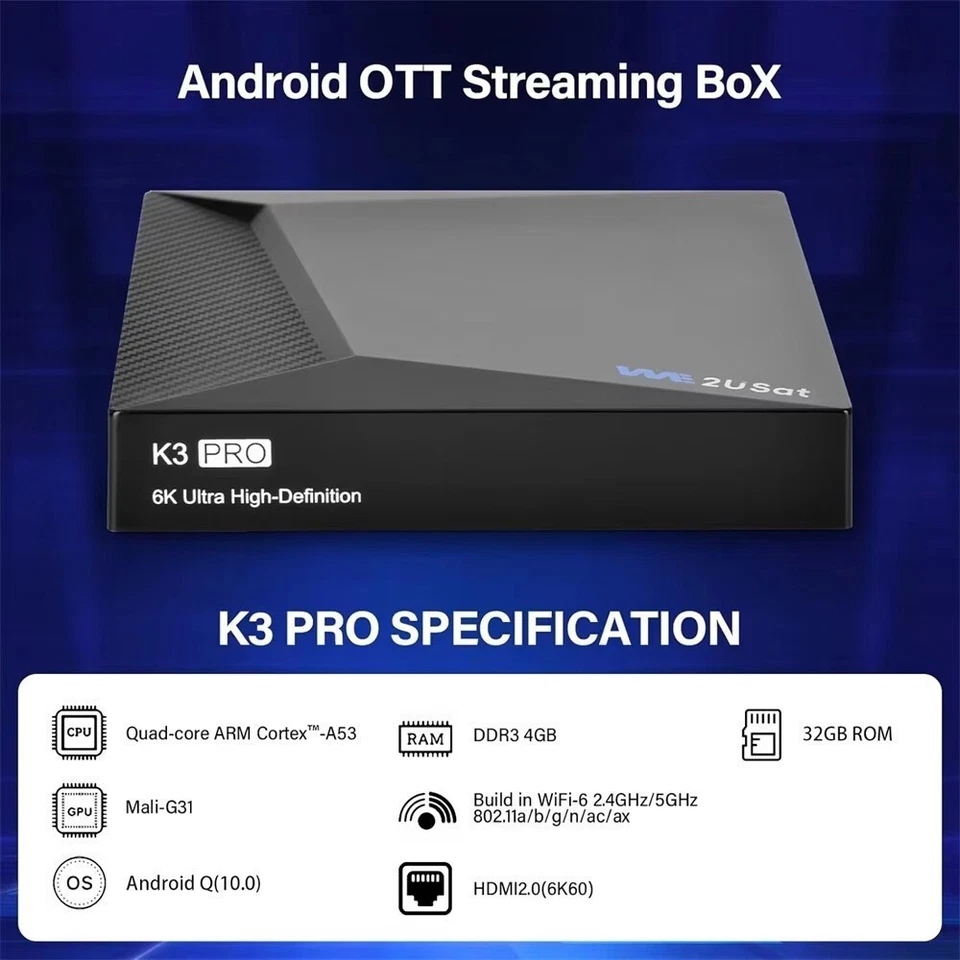 US K3 Pro 6K Super Clear Smart TV Box WiFi6 Live TV Player Bluetooth Sprachassit - Bild 4 von 4