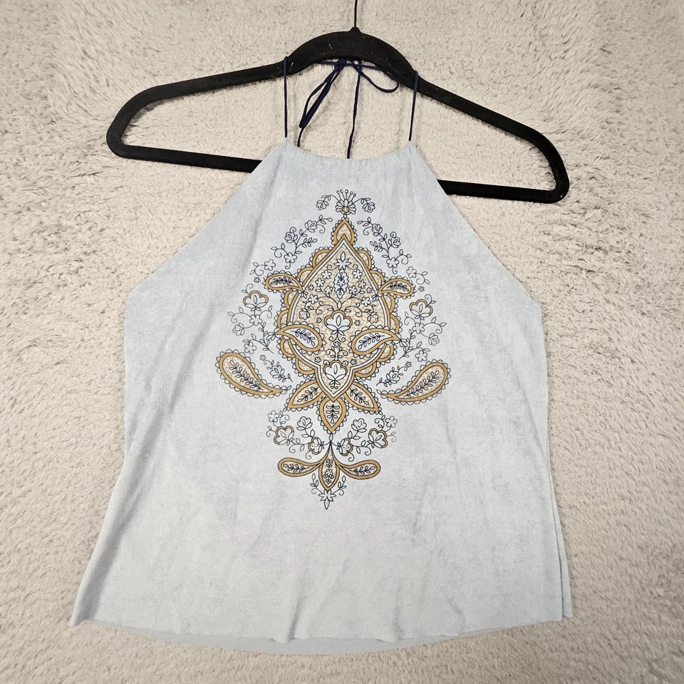 Vtg Y2K Halter Top Juniors M Paisley Suede 90s Boho Fairy Tattoo Festival READ!! - Image 3 of 4