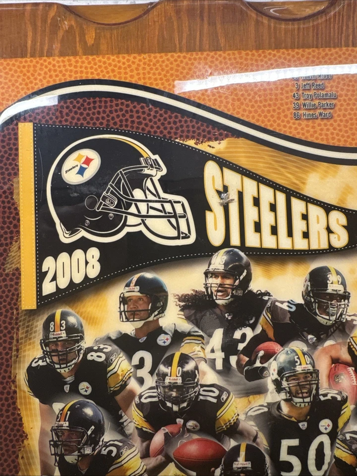 Vintage 2008 Pittsburgh Steelers Wall Hanging With Clock 15”x12” - Image 3 of 4