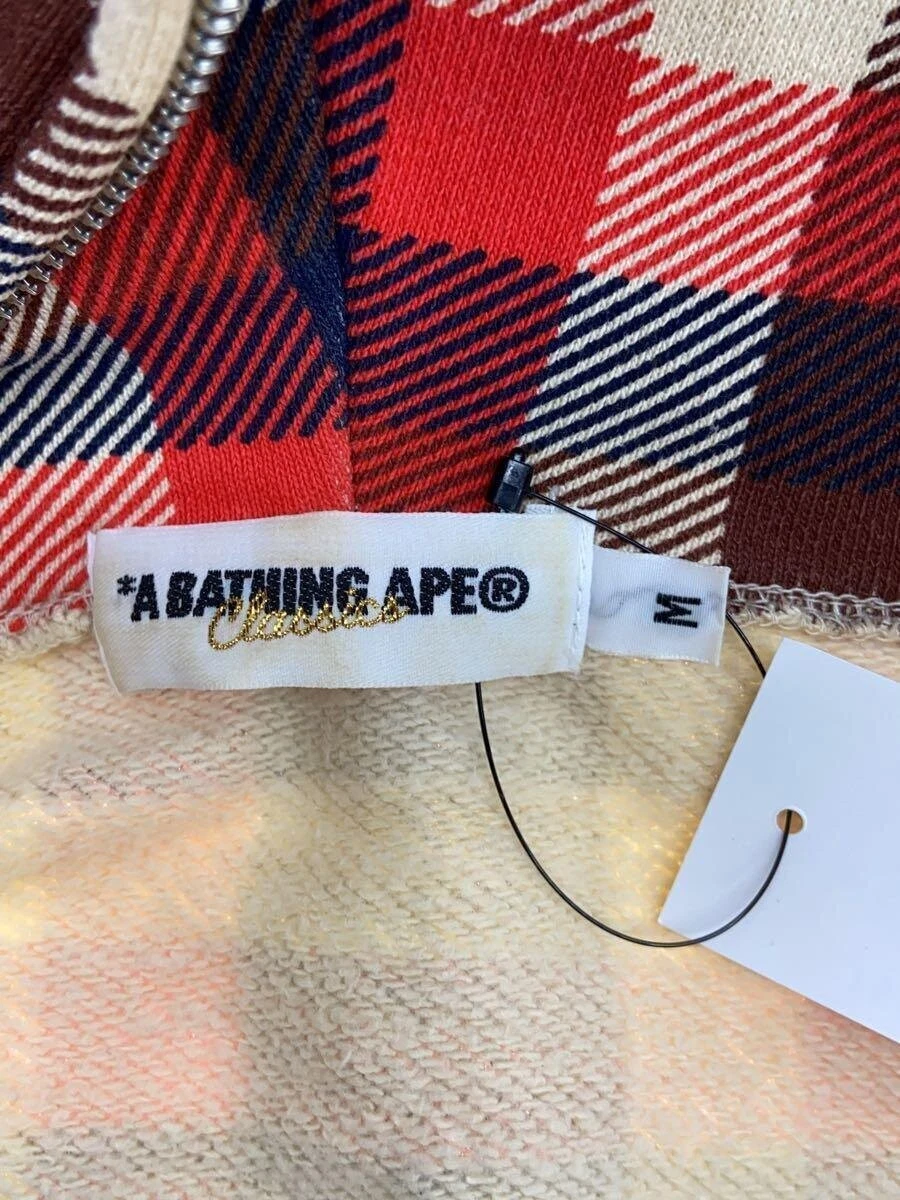 A BATHING APE (BAPE) Felpa con cappuccio e zip BAPE A BATHING APE rossa a quadri M cotone #ED AZA