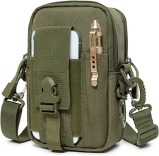 Tactical Molle Phone Pouch EDC Utility Belt Pouch Waist Bag with Shoulder Strap