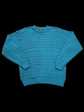 Vintage Eddie Bauer Sweater USA Made Cotton Textured Knit Green Men  s L 90s