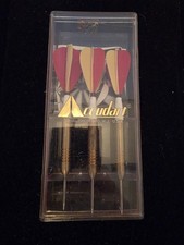 Vintage Yellow/Red Feather Accudart Set Of Darts With Case