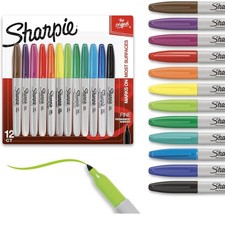 Sharpie Permanent Markers Quick Drying And Fade Resistant Fine Tip Marker, 12 ct