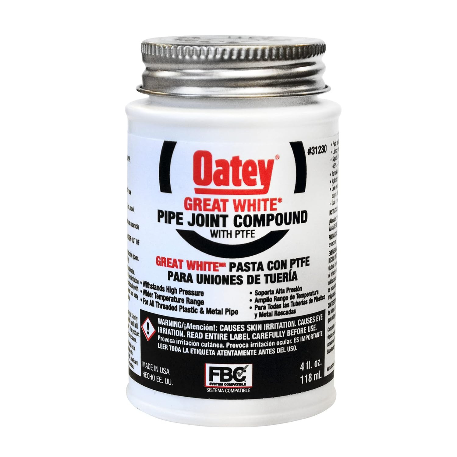 Pipe Joint Compound 4oz White Thread Sealant Leak Stop Plumbing Paste