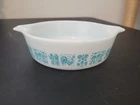 Pyrex Amish round Butter print #471  1 PT  Casserole Dish  Turquoise No Lid