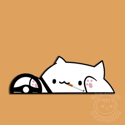 Bongo Cat Driving Funny | JDM |  Cute Car Water Proof  Vinyl  Sticker | Anime