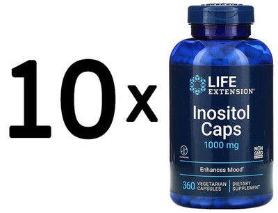 10 x Life Extension Inositol Caps, 1000 mg - 360 vcaps (158,33 EUR/kg)