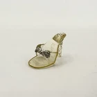 Vintage BARBIE Clear SINGLE Open Toe Mule Heel Silver Glitter Marked Japan
