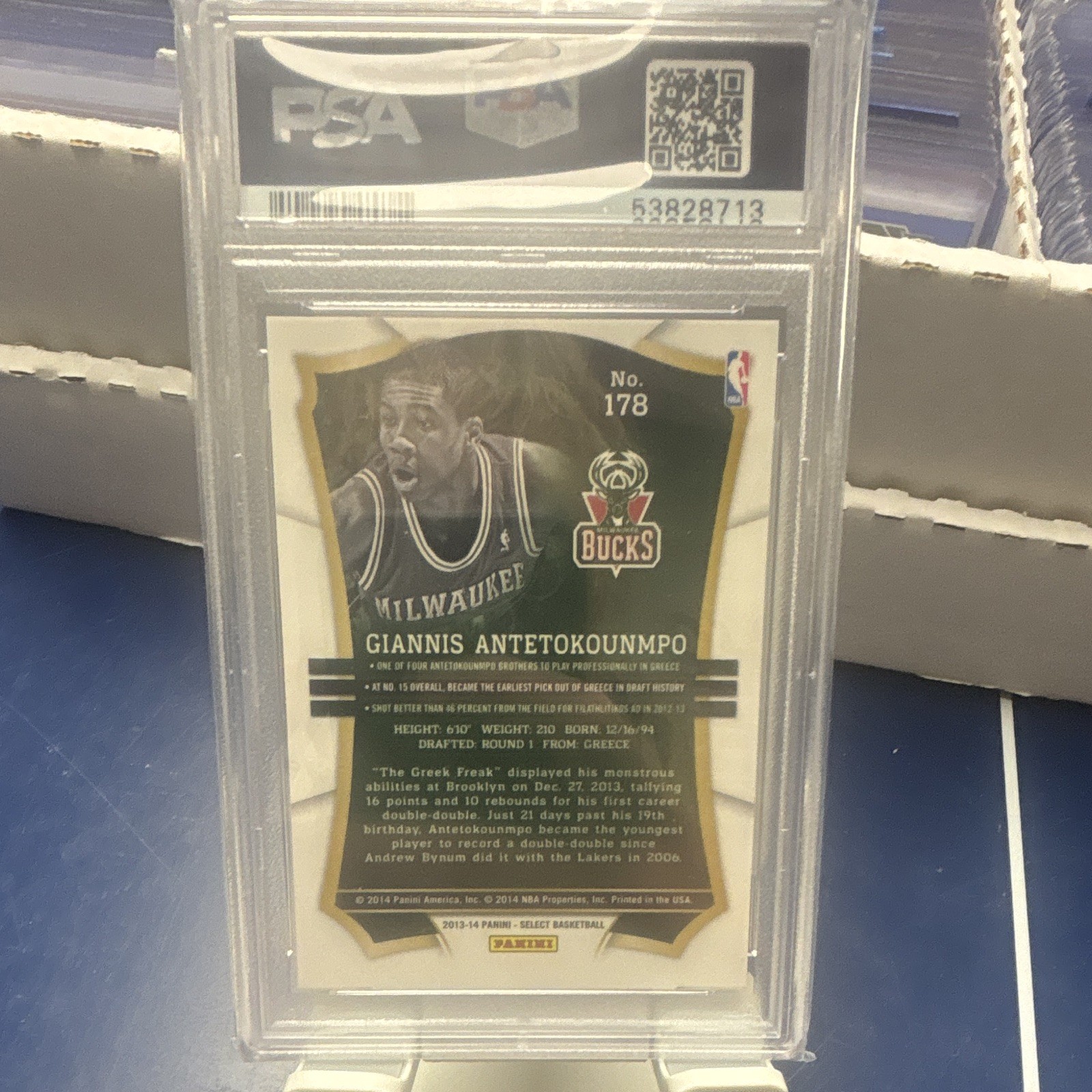 Panini 2013-14 Select Giannis Antetokounmpo Bucks Rookie #178 PSA 8 view 2