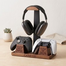 Walnut Headphone Stand Wood Headset Stand for...