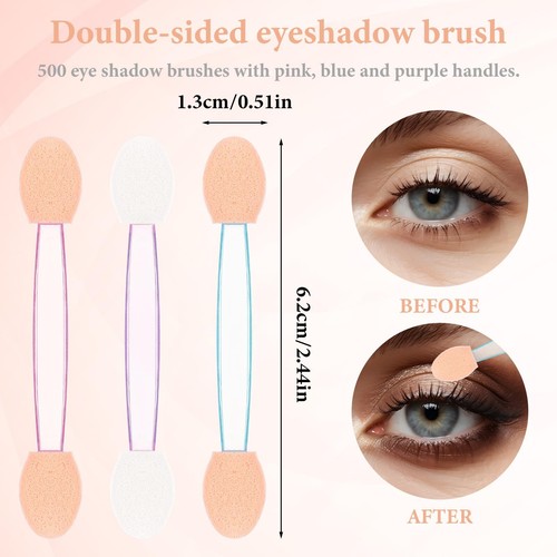 500 Pcs Disposable Eyeshadow Applicator Dual Sides Eye Shadow Sticks Eye Makeup - Picture 8 of 8