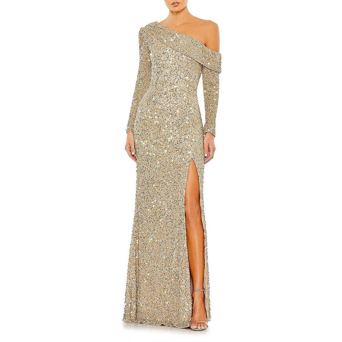 Женское макси-платье Mac Duggal с золотыми блестками для особых случаев, 4 BHFO 5976