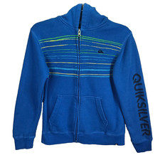 Vintage Y2K Quicksilver Zip Hoodie Youth Med Royal Blue Skate Surf Street Jacket