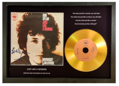 BOB DYLAN 'JUST LIKE A WOMAN' SIGNED PHOTO GOLD CD DISC COLLECTABLE MEMORABILIA