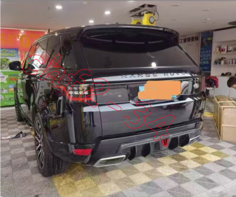 For LR Range Rover Sport LED Real Carbon Rear Bumper Diffuser Lip ...