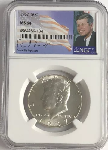 1967 NGC MS64 Silver Kennedy Half Dollar JFK Coin Signature 50c Business Strike