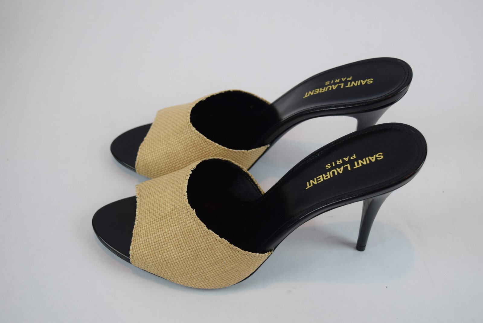 Nuovo con scatola! Sandali décolleté da donna YSL Saint Laurent Paris LA 16 Raffia taglia 40 TAN