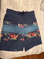 Airwalk Board Shorts Mens Swim Trunks Suit Beach Blue Floral Stripe Large