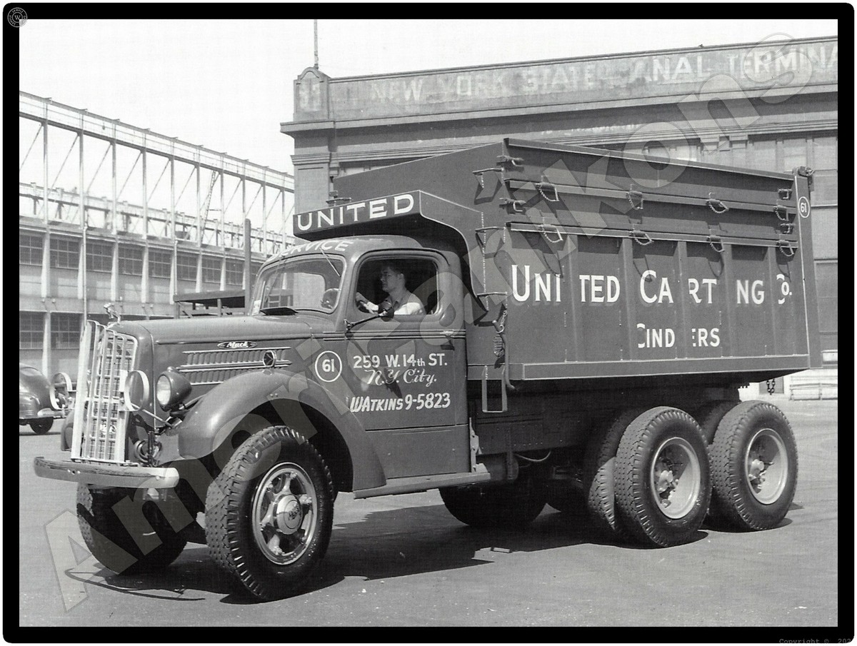 1948 Mack Garbage Trucks New Metal Sign: Model EQSW - United 1948 Mack Garbage Trucks New Metal Sign: Model EQSW - United