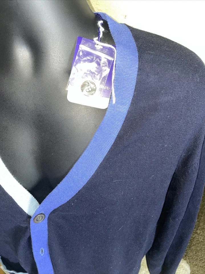 Cárdigan Alan River Botón Completo Tonos Azules Talla Grande Para Hombre Manga Larga Para Hombre Foto 3 de 4