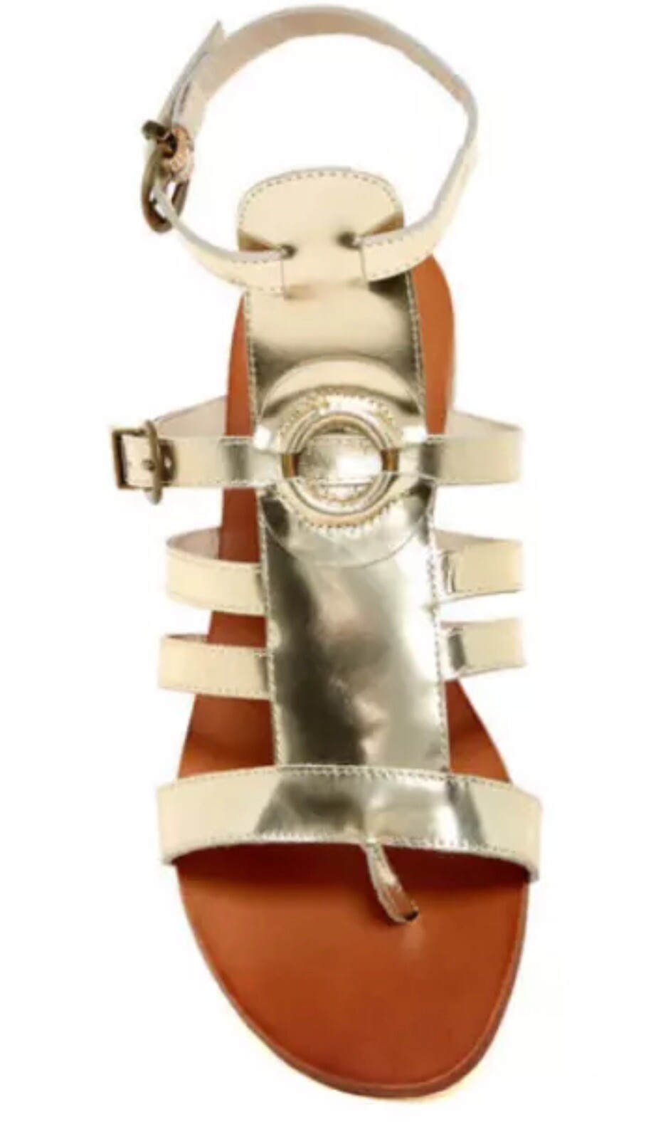 PANTOFOLA D’ORO Sandali nuovi con scatola AUSTRALIA LUSSO ""Palma"" oro metallizzato piatti donna 7 B 38