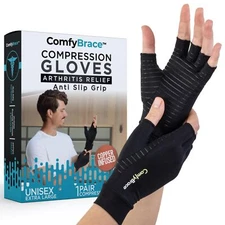 ComfyBrace Copper Infused Compression Arthritis Gloves for Hand & Finger Reli...